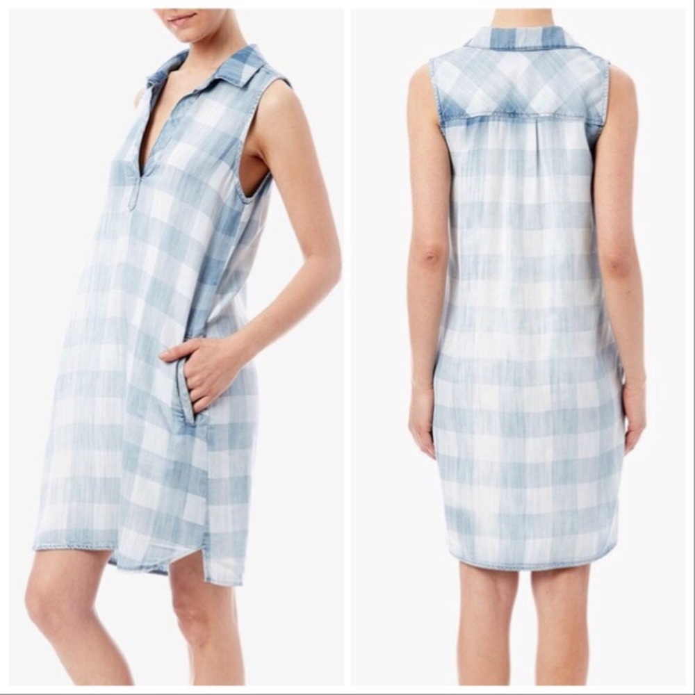 NWOT BELLA DAHL Chambray Gingham Sleeveless Dress